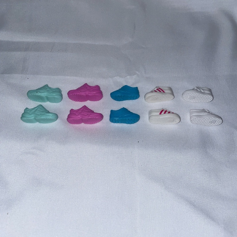 Barbie Doll Shoe Lot 5 Pairs Sneakers Pink Blue White Mint Green Athletic Shoes